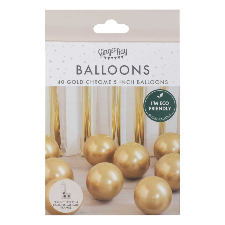 40 mini ballons chromés dorés