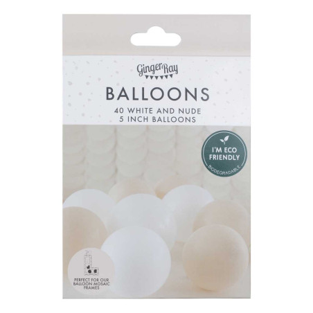 40 mini ballons nude et blancs