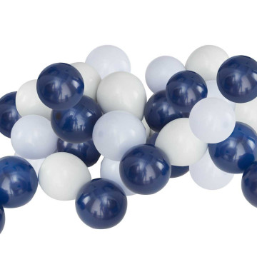 40 mini ballons bleus marines, bleus et argentés