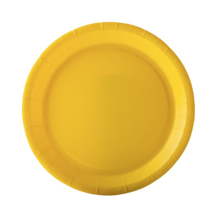 Lot de 10 assiettes ronde en carton jaune