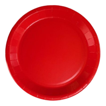 Lot de 10 assiettes ronde en carton rouge