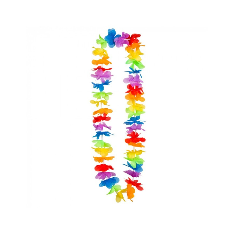 2 Colliers De Fleurs Hawaïens (Lei) - 90 Cm De Long, Multicolores - Pour Fêtes, Plage, Déguisement