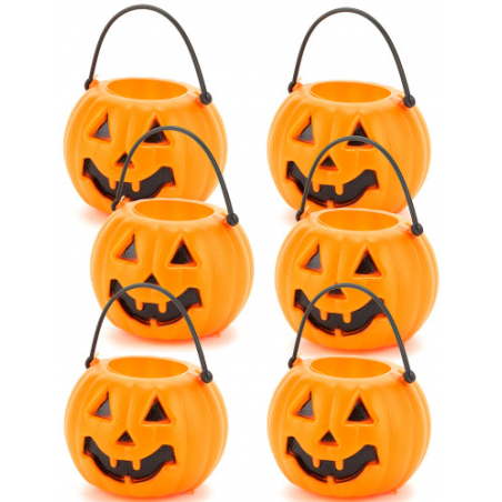 Lot de 6 seaux citrouilles déco de table Halloween