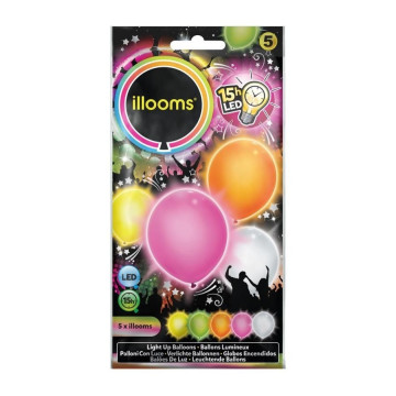 Lot de 5 ballons pastels à led