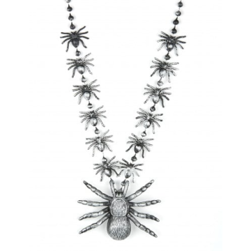 Collier avec araignées Halloween argentées adulte