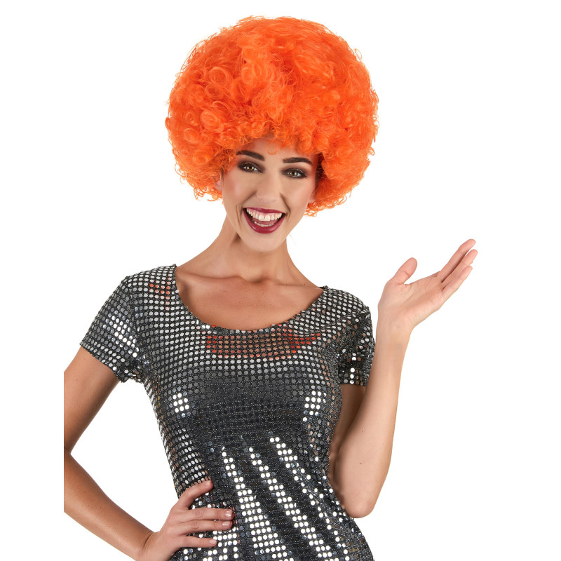 Perruque Chapelier Fou Orange Bouclée - Carnaval Halloween Cosplay | PORSMEER