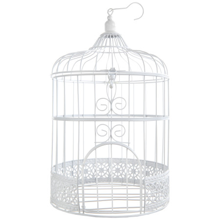 Cage à oiseaux décoration blanche 30 cm