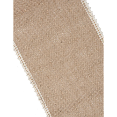 Chemin de table de 20 cm x 5 m en dentelle et jute