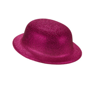 Chapeau melon fuschia pailleté