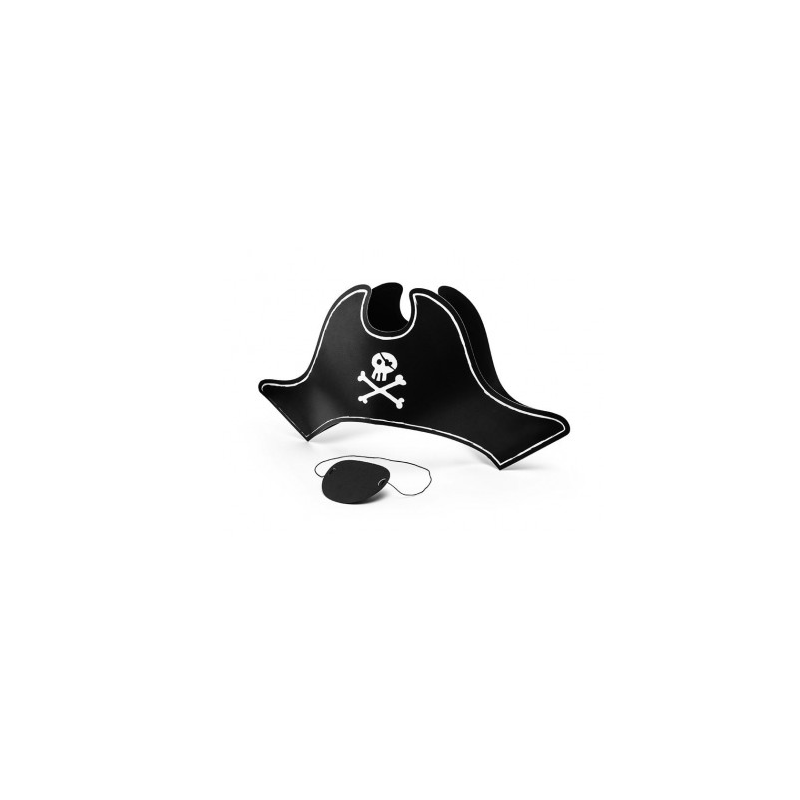 Authentique chapeau tricorne de pirate noir, similicuir robuste, amusant pour le festival de Brixham - France