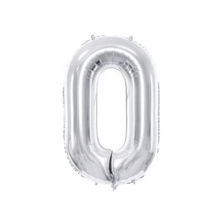 Ballon forme chiffre 0 aluminium argent