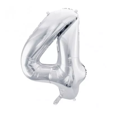 Ballon chiffre 4 Argent - 86 cm