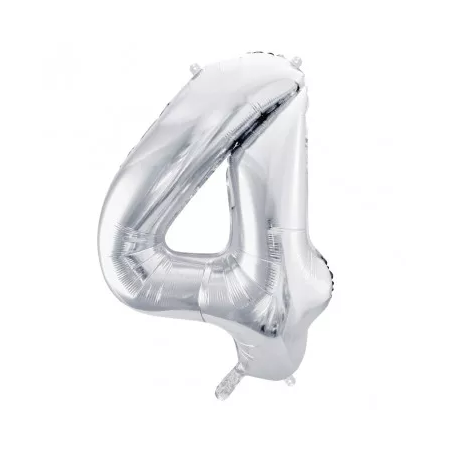 Ballon chiffre 4 Argent - 86 cm