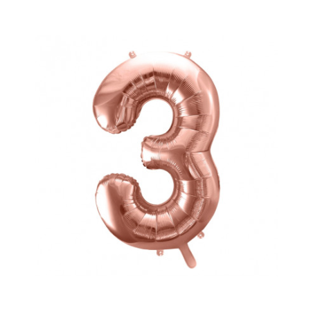 Ballon chiffre 3 rose gold