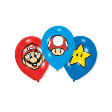 6 Ballons Latex Mario