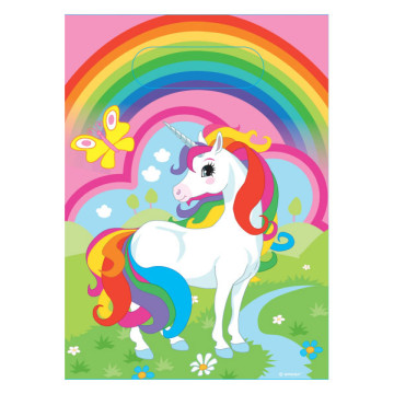 8 sachets licorne en plastique arc-en-ciel