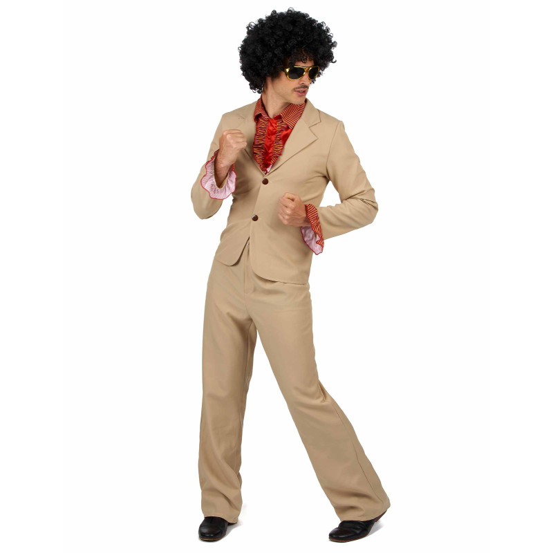 Déguisement Disco Homme 4 Pièces - Perruque Afro, Moustache, Collier Or, Lunettes Hippie - Années 70/80 KANOSON