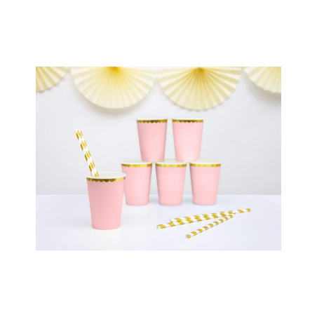 Lot de 6 gobelets carton rose pastel