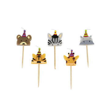 Lot de 5 bougies Animaux Modèles assortis