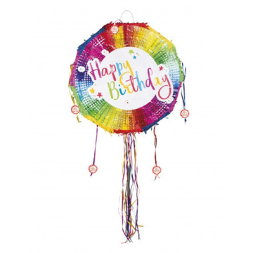 Piñata ronde multicolore Happy Birthday