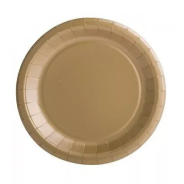 10 assiettes rondes en carton dorée - 22 cm