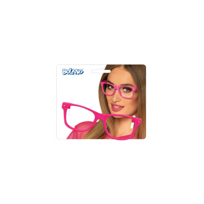 Lunettes De Fête Boland Rose Fluo Années 80 - Style Nerd Sans Verres, Pour Carnaval, Halloween, Mixte