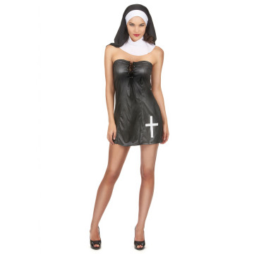 Déguisement bonne sœur sexy adulte noir