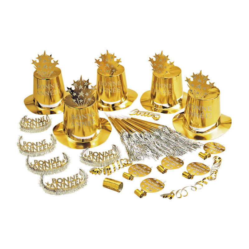 Kit Cotillons Pour 10 Personnes - Chapeaux, Serpentins, Sarbacanes, Loups... - Pour Fêtes, Nouvel An, Anniversaire, Mariage