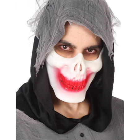 Demi masque squelette ensanglanté adulte Demi masque squelette ensanglanté adulte