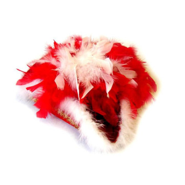 Chapeau de majorette rouge avec plumes