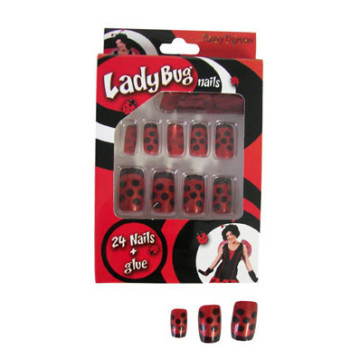 Faux-ongles coccinelle noir/rouge