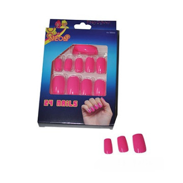 Faux-ongles rose fluo