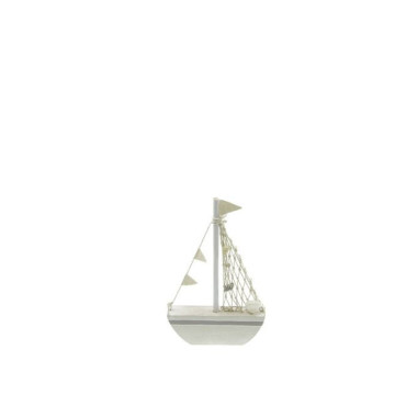 Bateau de pêche en bois blanchi 21 cm