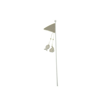 Mât avec drapeau taupe en bois 30 cm