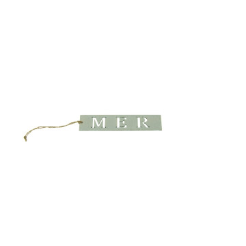 Plaquette Mer bleue en bois + lien 3,5 x 15 cm