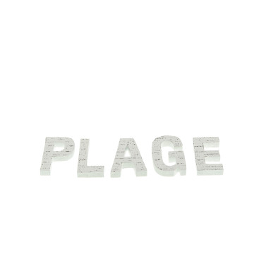 Lettres PLAGE blanche en bois 8 cm