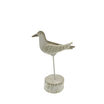 Mouette sable sur socle en bois 18 cm