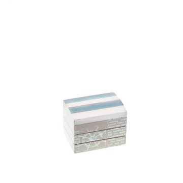 Coffre marin bleu ciel en bois 8 x 6 x 6 cm