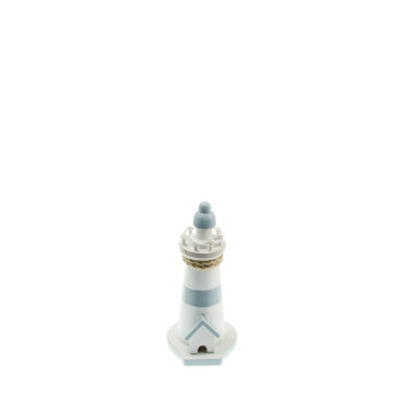 Phare blanc/bleu ciel en bois 18 cm