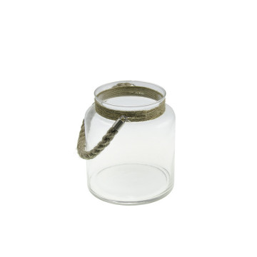 Lanterne en verre 17 x 20 cm + corde