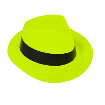 Chapeau Al Capone jaune fluo