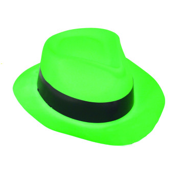 Chapeau Al Capone vert fluo