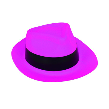 Chapeau Al Capone rose fluo