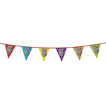 Guirlande fanions holographiques 5 ans- 8m