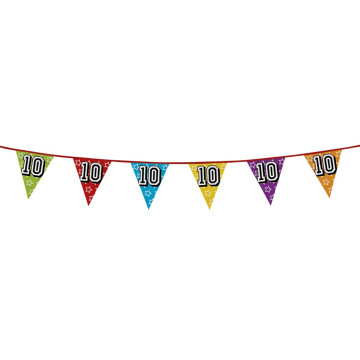 Guirlande fanions holographiques 10 ans- 8m