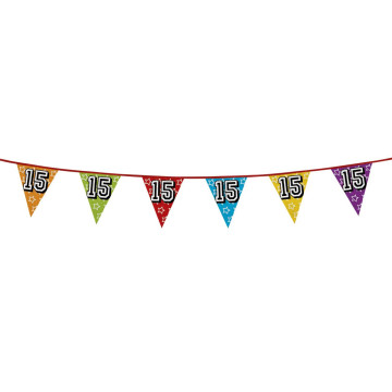 Guirlande fanions holographiques 15 ans- 8m