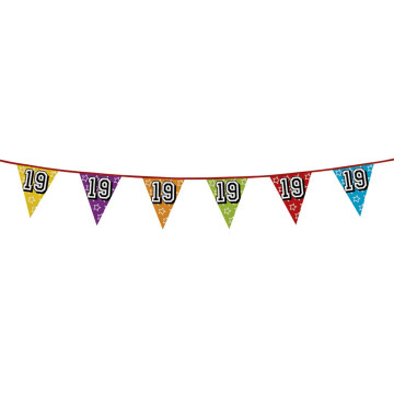 Guirlande fanions holographiques 19 ans- 8m