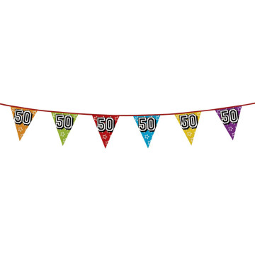 Guirlande fanions holographiques 50 ans 8m