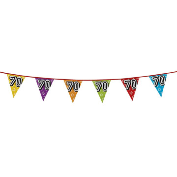 Guirlande fanions holographiques 70 ans- 8m