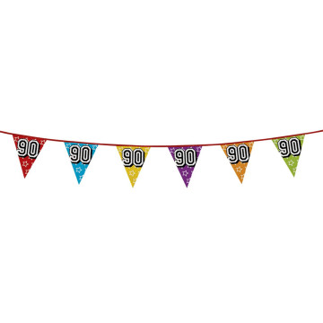 Guirlande fanions holographiques 90 ans- 8m